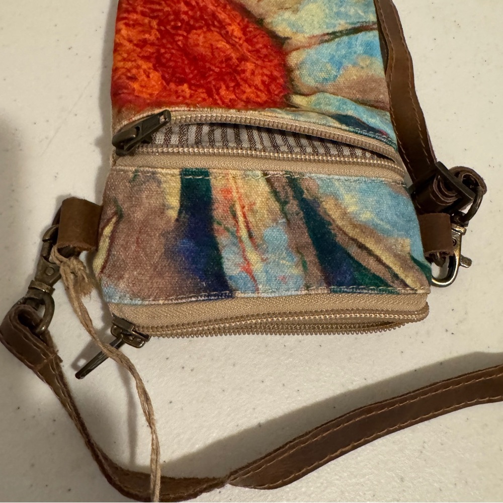 Cott N Curls Daisy Coin Purse Flower Bag Zipper 8x5 Cotton Leather Beach Summer - Picture 6 of 9